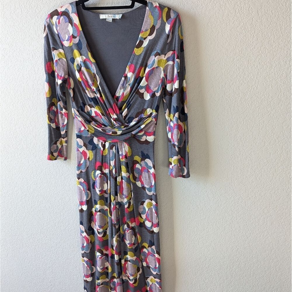 Boden Grey Multicolor Floral Faux Wrap Dress, 4